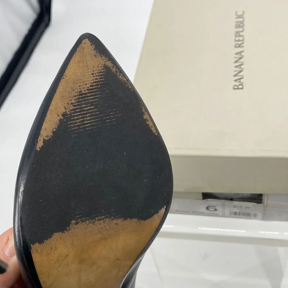 Banana Republic Tatum Leather Pointed Toe Two-Tone Dressy High Heels Pumps Black